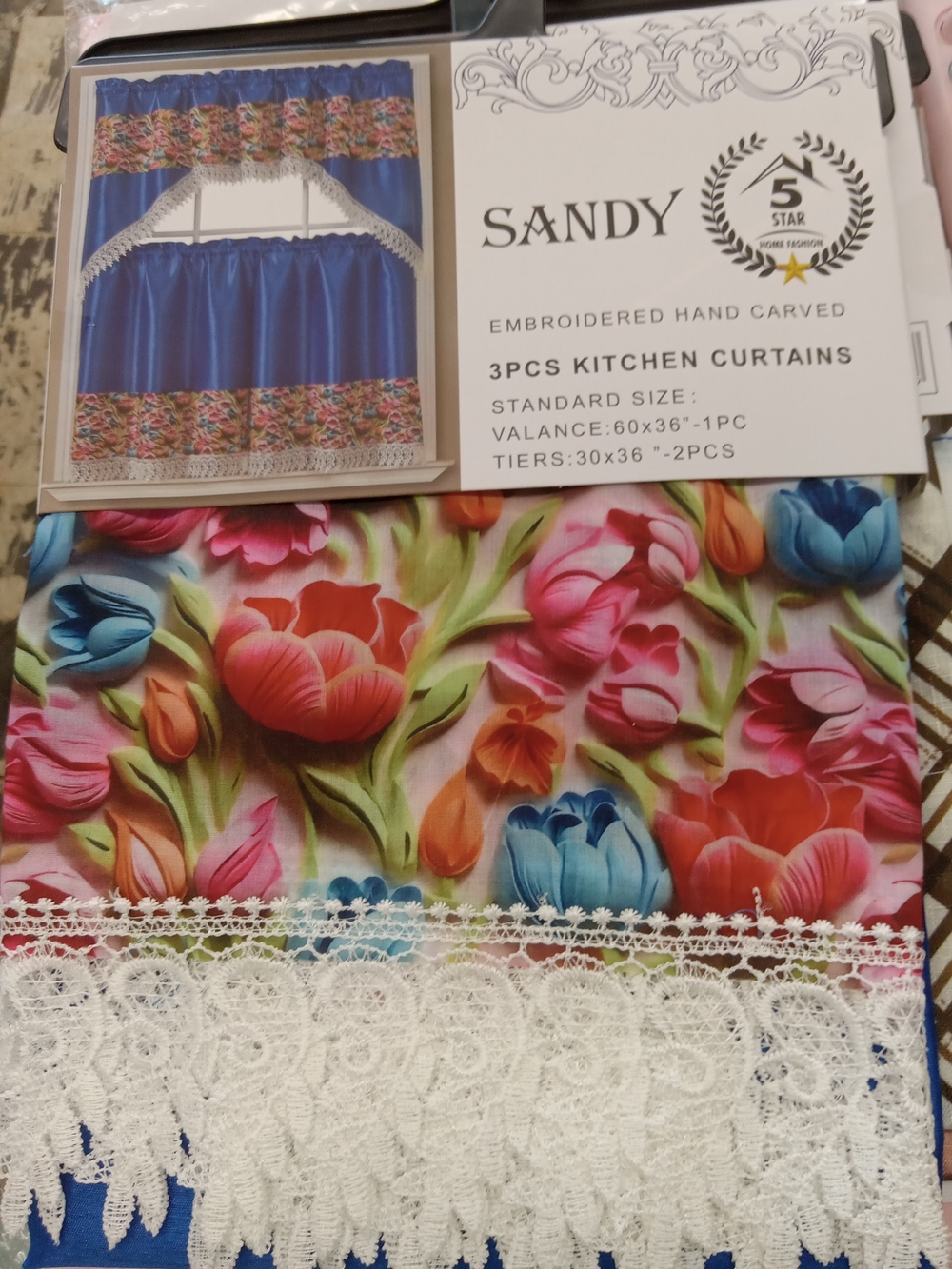 Sandy 3-Piece Floral Kitchen Curtains - Multi